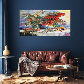 Skleneny obraz Abstrakcie kvety ovocie