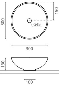 Bathco 4914 - Umývadlo na dosku DAKAR priemer 30 cm porcelán/biela