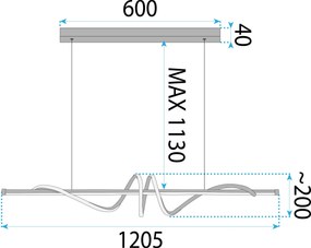 Toolight Toolight, LED závesné osvetlenie 120cm, 50W, 3000K, LHJ024-CP, zlatá lesklá, OSW-60015