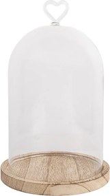 Drevený podnos so skleneným poklopom so srdiečkom - Ø 14*22 cm