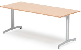 Stôl SANNA, 1800x800x720 mm, strieborná/buk