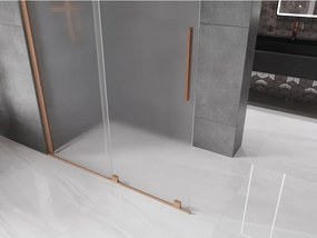 Mexen Velar, sprchová zástena s posuvnými dverami Walk-in 160 x 200 cm, 8mm sklo námraza, medená matná, 871-160-000-33-65