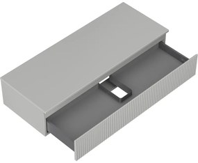 Mexen Rivel, kúpeľňová skrinka 120 cm s pracovnou doskou, 1 zásuvka, drážkovaná, matná sivá, 91A20-12023-1-BFC62