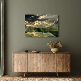 Obraz jazera s presvitajúcim slnkom (90x60 cm)
