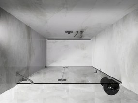 Mexen, Mexen Lunar ľavé výklopné sprchové dvere 130 cm, transparentné, brúsený nikel - 834-130-000-97-00-L