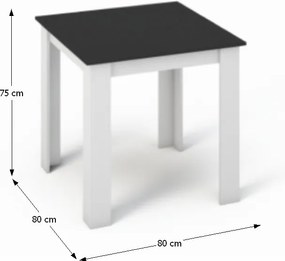 Jedálenský stôl Kraz 80x80 cm - biela / čierna