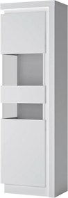 Vysoká vitrína Lyon, biela lesk, s osvetlením, ľavá