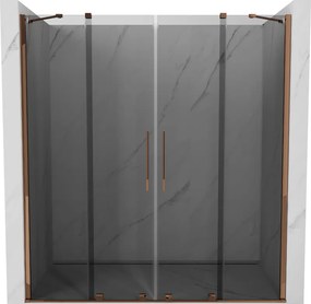 Mexen Velar Duo, posuvné sprchové dvere do otvoru 170 cm, 8mm šedé sklo, ružové zlato, 871-170-000-42-60
