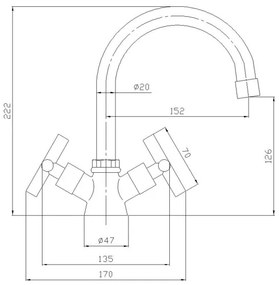 Aqualine - Umývadlová batéria XENIA 22,2 cm, lesklý chróm