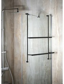 SAPHO 1301-09B závesný držiak na uteráky pre sprchovú zástenu 60 x 73 x 12,5 cm, čierna mat