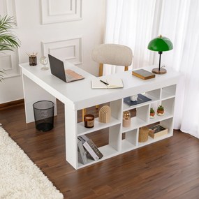 Rohový PC stolík Cete (biela). Akcia -22%. Vlastná spoľahlivá doprava až k Vám domov. 1144652