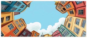 Obraz - Medzi domami (120x50 cm)
