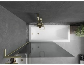 Mexen Next L, 1-krídlová vaňová zástena 100 x 150 cm, 6mm šedé sklo, zlatý matný profil, 895-100-000-03-40-55