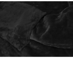 Zamatová deka s rukávmi a kapucňou VELVET SNUGGIE čierna