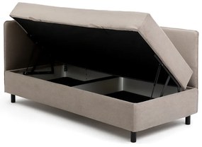 Čalúnená jednolôžková posteľ taupe s úložným priestorom s matracom 120x200 cm Avela – Bonami Selection