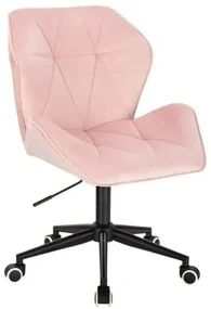 LuxuryForm DESIGN Stolička MILANO MAX VELUR na čiernej podstave s kolieskami - svetlo ružová