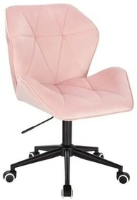 LuxuryForm DESIGN Stolička MILANO MAX VELUR na čiernej podstave s kolieskami - svetlo ružová