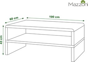 Mazzoni ROCK čierny lesklý a matný / zlatý dubový, konferenčný stolík