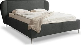 Tmavosivá čalúnená dvojlôžková posteľ s roštom 140x200 cm Makana – Makamii