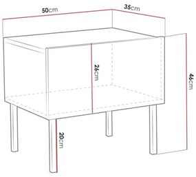 Nočný stolík EXITO 46x50 cm biela/zlatá