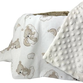 Deka Teddy/minky krémová 100x75 cm – detská deka s medvedíkom a krémovou minky