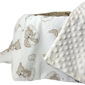 Deka Teddy/minky krémová 100x75 cm – detská deka s medvedíkom a krémovou minky