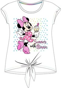 E plus M - Dievčenské bavlnené tričko s krátkym rukávom Minnie Mouse - Disney - biele 116