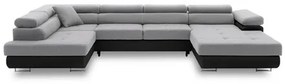 Rohová rozkladacia sedacia súprava RIGATTO II PRO 3 Pravá Čierna eko-koža + Svetlo sivá