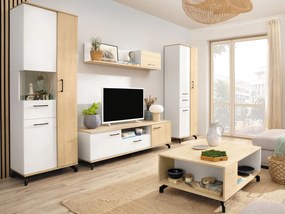 Nábytok do obývačky Gresalto III, Osvetlenie: bez osvetlenia, Farby: čierna / dub biskvitový + čierna