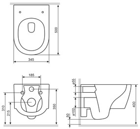 Závesné WC AM.PM X-Joy S CXB1700SC bezokrajové, so sedadlom Microlift, biele