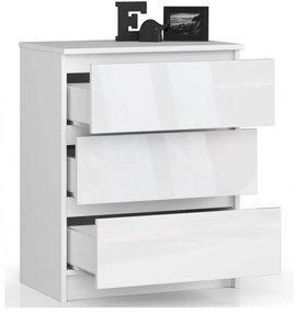 Komoda K60 3SZ CLP biela, lesk