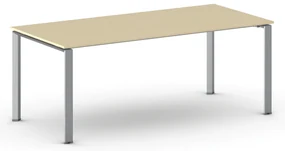 Rokovací kancelársky stôl PRIMO INFINITY, 200x90 cm, sivostrieborná podnož, breza