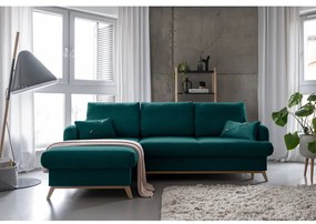 Tyrkysovomodrá rozkladacia/s úložným priestorom rohová pohovka (ľavý roh/s leňoškou) Scandic Lagom – Miuform