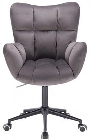 LuxuryForm DESIGN Kreslo AURORA VELUR na čiernej podstave s kolieskami - tmavo šedé