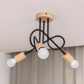 Prisadený luster OXFORD 3xE27/15W/230V borovica/čierna