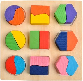 ISO Drevené puzzle, geometrické tvary, 6827