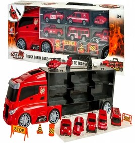 Nákladné hasičské auto s vozidlami kamión
