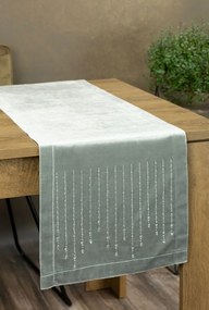 Dekorstudio Behúň na stôl ROYAL 3 z lesklého zamatu s kamienkami v striebornej farbe Rozmer behúňa (šírka x dĺžka): 35x140cm