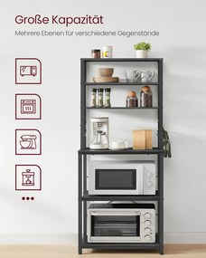 Kuchynský stojan, stojací polica, mikrovlnkový stojan, šedá–čierna, 40×60×167 cm