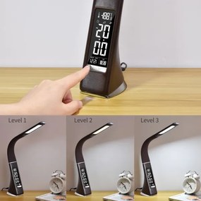 Brilagi - LED Stmievateľná stolná lampa s displejom PELLE LED/7W/230V hnedá