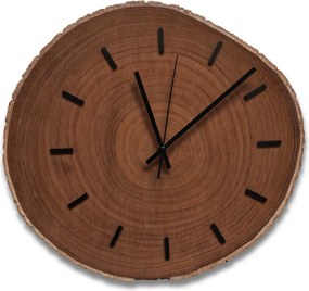 Drevené nástenné hodiny z plátu dreva s kôrou a letokruhmi  | KORRO: Amber - 3072 26-29 cm 4814-115583 KOR007-29-AMBER