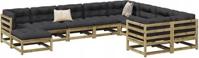 vidaXL 10-dielna záhradná súprava s vankúšmi impregnovaná borovica