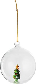 HANG ON Sklenená guľa stromček 9 cm - číra