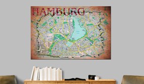 Artgeist Obraz na korku - Hamburg [Cork Map] Veľkosť: 90x60