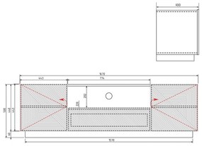 TV stolík Asha 167 cm s otvorenou policou - artisan / čierny mat