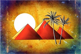 Obraz maľovaných egyptských pyramíd (90x60 cm)