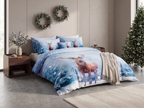 3D Bavlnené obliečky SNOWY DEER modré + obliečka na vankúšik 40x50 cm zdarma Rozmer obliečky: 70 x 90 cm | 140 x 200 cm