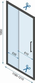 3-stenný obdĺžnikový sprchový kút REA RAPID SLIDE 120/dvere x 90/zástena cm, chróm/transparent - bez vaničky