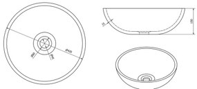 Sapho - Umývadlo na dosku PRIORI, priemer 42 cm, keramika/zelená