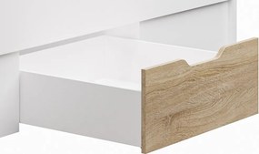 Posteľ s úložnými zásuvkami Asko 180x200 cm, biela/dub sonoma
